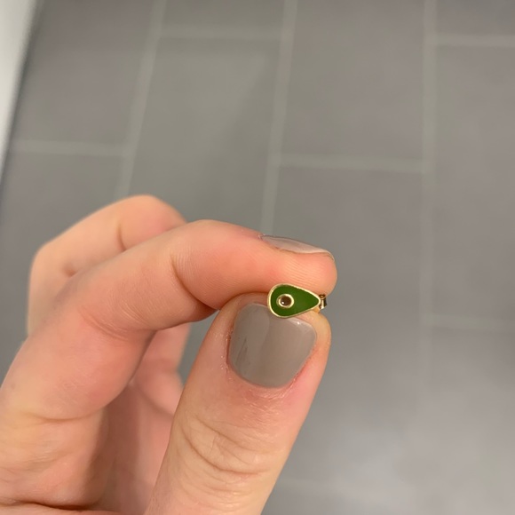 Tiny 18k gold plated sterling silver avocado dainty stud earrings - Picture 2 of 5